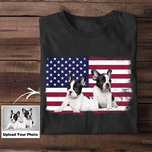 Personalized Upload Your Dog Photo US Flag Tshirt Printed 23MAY-TB10