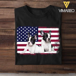 Personalized Upload Your Dog Photo US Flag Tshirt Printed 23MAY-TB10