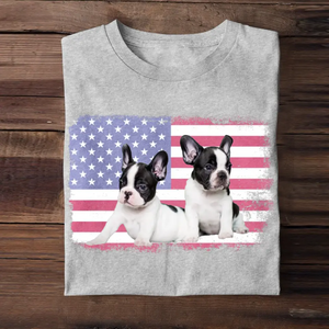 Personalized Upload Your Dog Photo US Flag Tshirt Printed 23MAY-TB10