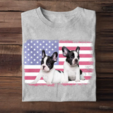 Personalized Upload Your Dog Photo US Flag Tshirt Printed 23MAY-TB10