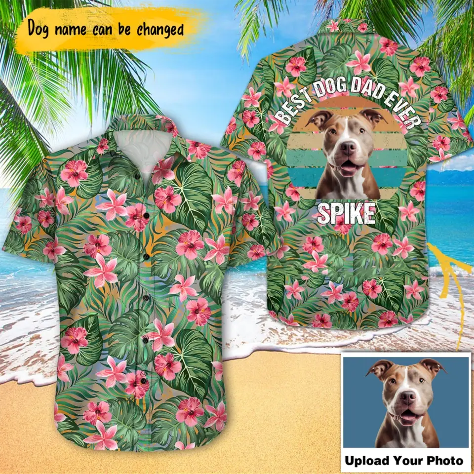 Personalized Upload Your Dog Photo with Name Dog Lovers Gift Hawaii Shirt Printed PNBQT1205