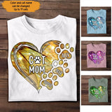 Personalized Dog Mom Heart with Paw Dog Name Dog Lovers Gift Tshirt Printed PNTB0905