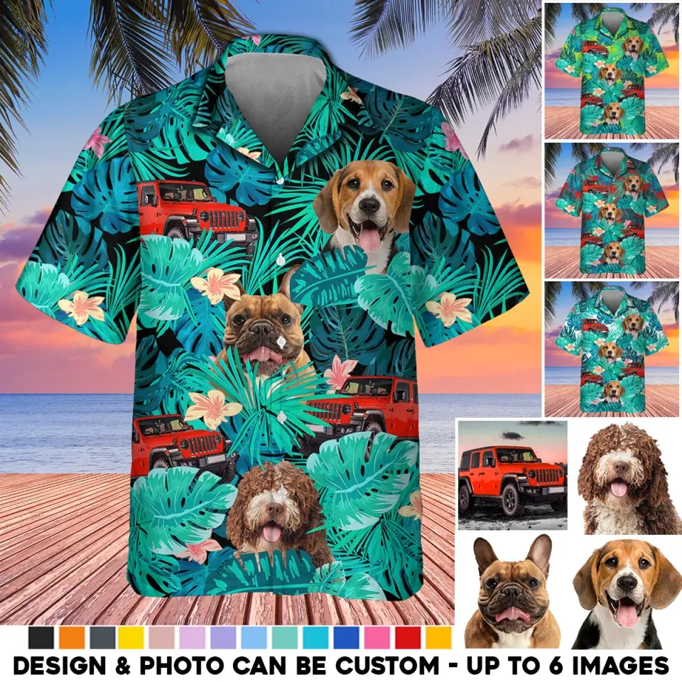 Personalized Upload Your Dog or Jeep Car Photo Dog Lovers Gift Hawaii Shirt Printed 23MAY-HQ13