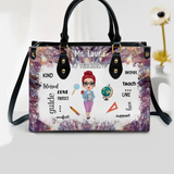 Personalized Teacher Kind Blessed Guide Love Protect with Name Gift For Teachers Leather Bag Printed PNBQT1305