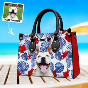 Personalized Upload Your Dog Photo with Name Dog Lovers Gift Leather Bag Printed PTN1305
