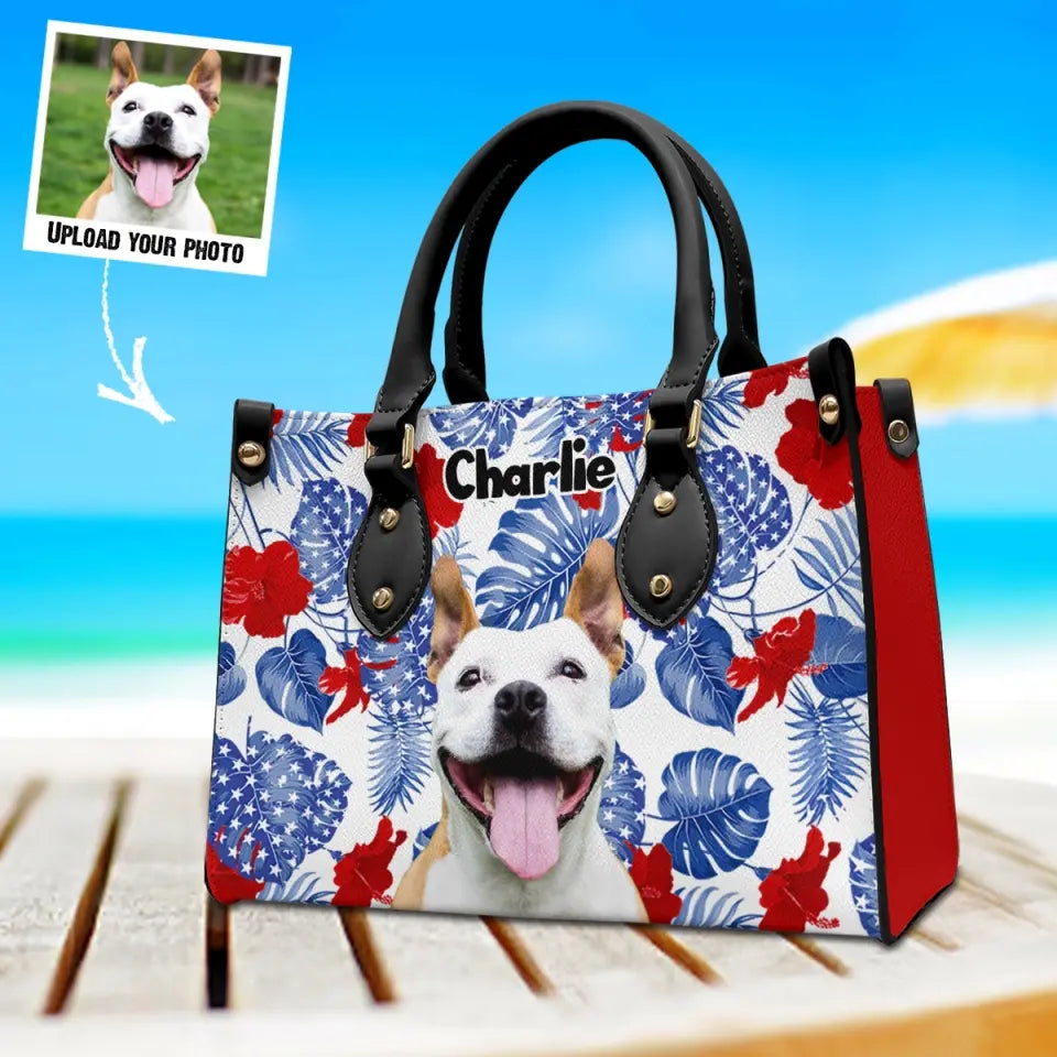 Personalized Upload Your Dog Photo with Name Dog Lovers Gift Leather Bag Printed PTN1305