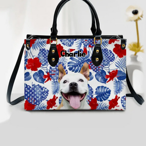 Personalized Upload Your Dog Photo with Name Dog Lovers Gift Leather Bag Printed PTN1305