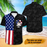 Personalized US Flag with Dog Name Dog Lovers Gift Hawaii Printed PNBQT1305