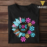 Personalized Dog Mom Sunflower Paw with Dog Name Tshirt Printed 23MAY-DT15