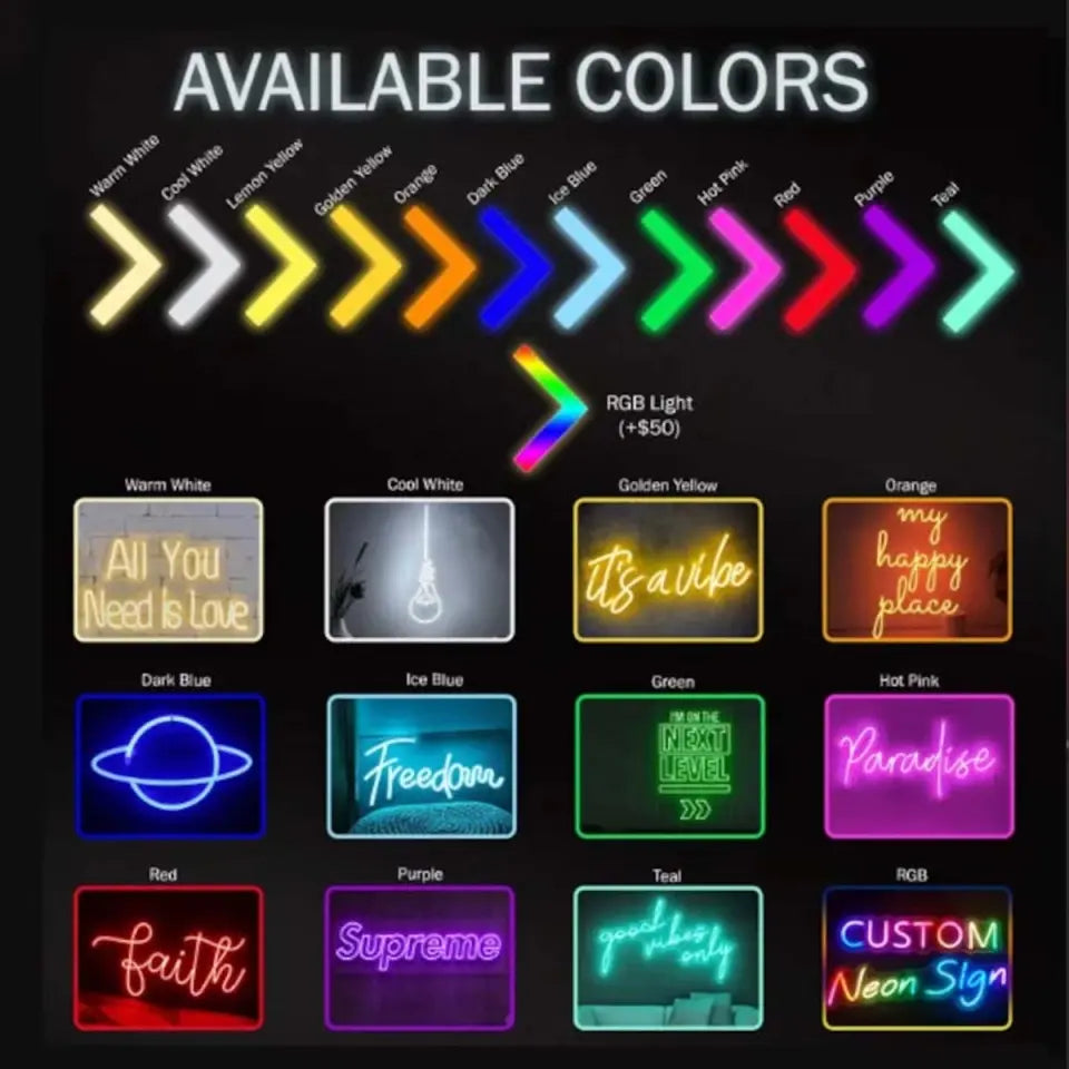 Personalized From Our First Kiss Till Our Last Breath Couple with Name Neon Led Sign Printed PNPN1505