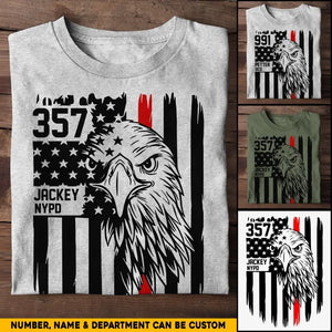 Personalized Fireman Department & Name US Flag T-shirt Printed QTHQ1605