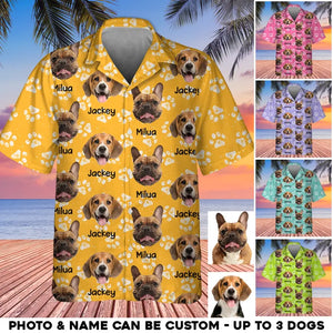 Personalized Upload Your Dog Photo with Name Colorful Background Hawaii Shirt Printed PNHQ1705