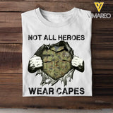 Personalized Australian Veteran/Soldier Rank Camo with Name Not All Heroes Wear Capes Tshirt Printed THDT1705
