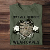 Personalized UK Veteran/Soldier Rank Camo with Name Not All Heroes Wear Capes Tshirt Printed THDT1705