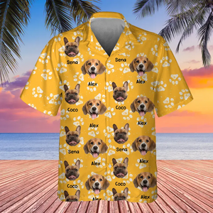 Personalized Upload Your Dog Photo with Name Colorful Background Hawaii Shirt Printed PNHQ1705
