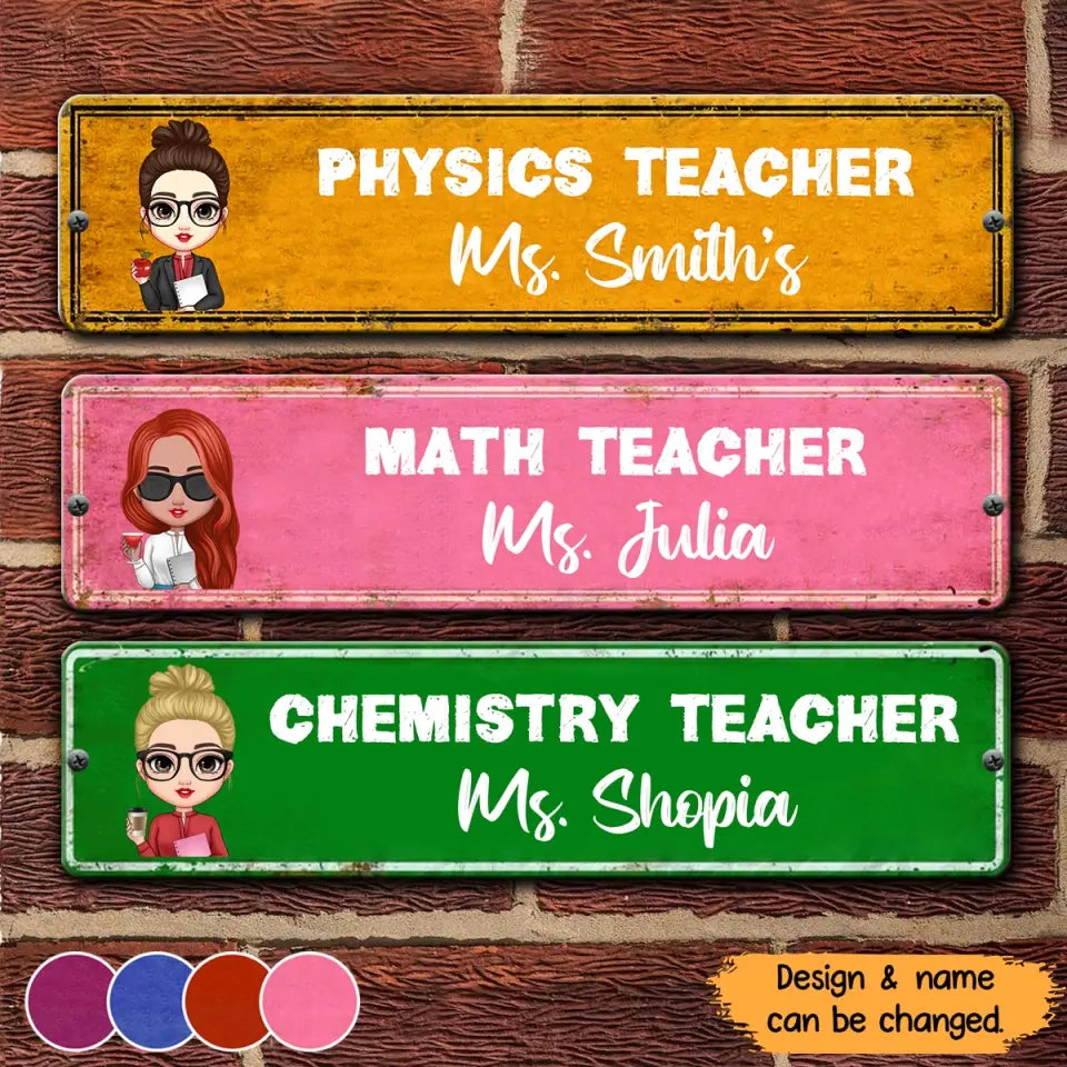 Personalized Teacher Name Gift For Teacher Lover Metal Sign THPN1905