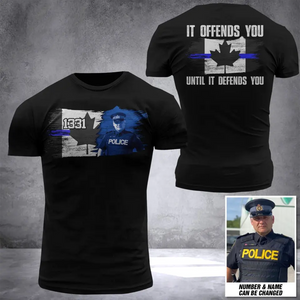 Personalized Upload Image Canada Blue Line It Offends You Until It Defends You 3D Tshirt Printed QTDT2205