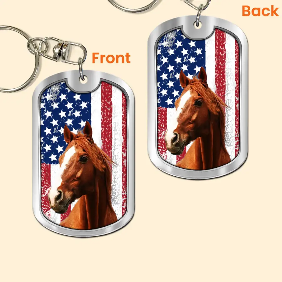Personalized Horse Flag Gift For Horse Lover Keychain Printed 23MAY-TB23