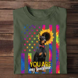 Personalized Upload Your Dog Photo You Are My Sunshine US Flag T-shirt Printed 23MAY-TB24