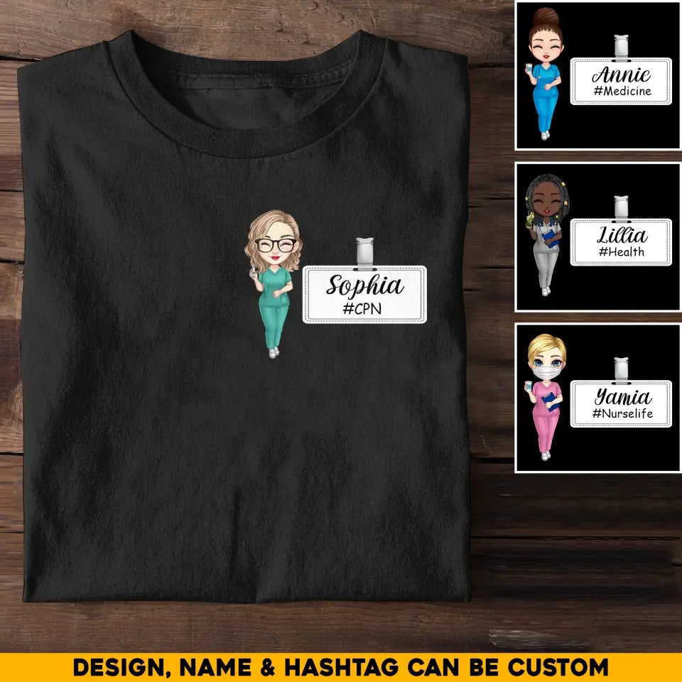 Personalized Nurse Chibi Works Badge With Name And Dept Tshirt