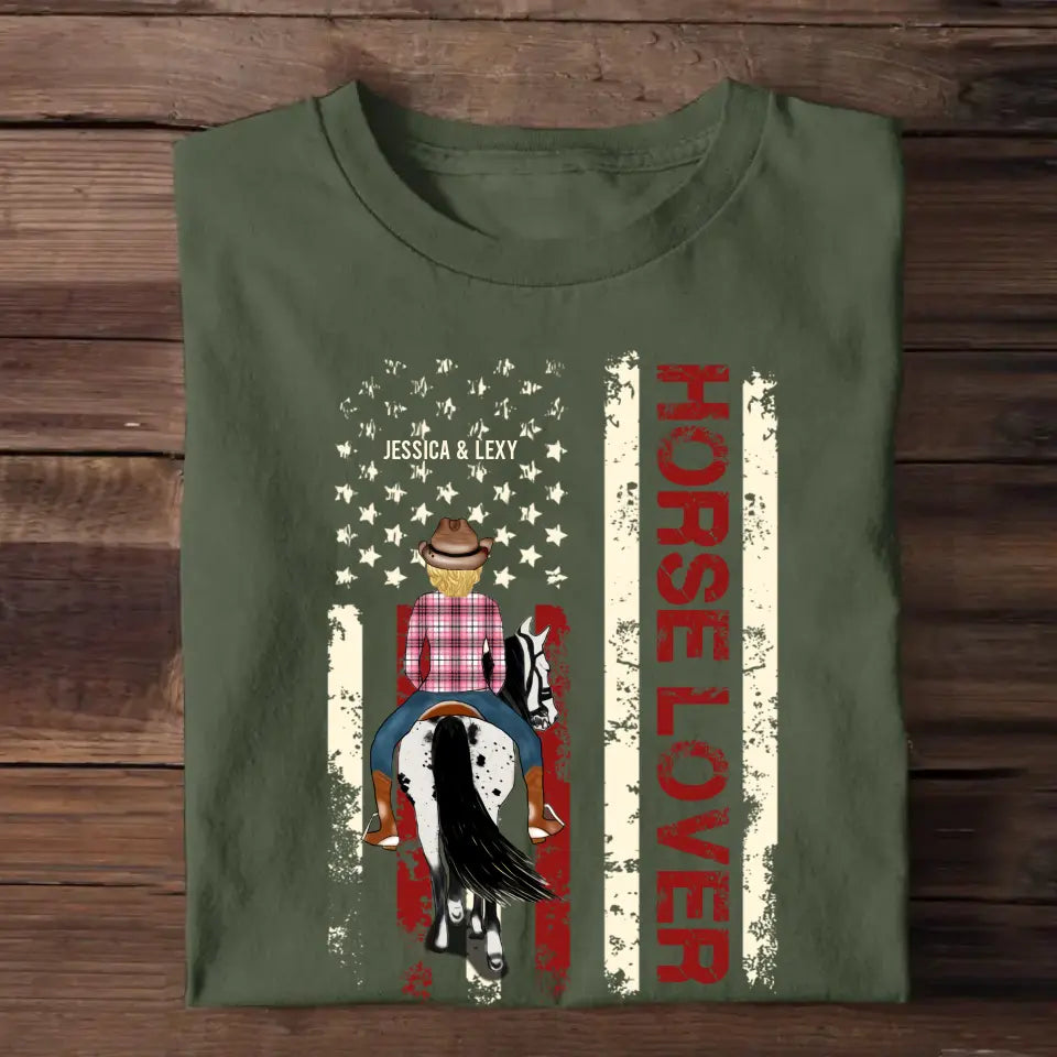 Personalized Horse Lover Riding On Flag Custom Clipart And Name