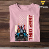 Personalized Jeep And Dog On Flag Color With Woman Chibi Custom Name Colors