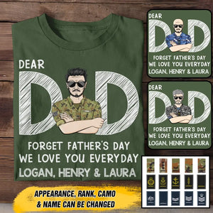 Personalized Dear Dad Forget Father's Day We Love You Everyday Canadian Veteran/Soldier Rank Camo with Name T-shirt Printed 23MAY-BQT25