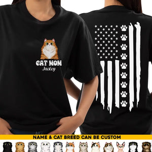 Personalized Cat Mom Flag Cat Lovers T-Shirt Printed QTHQ3006