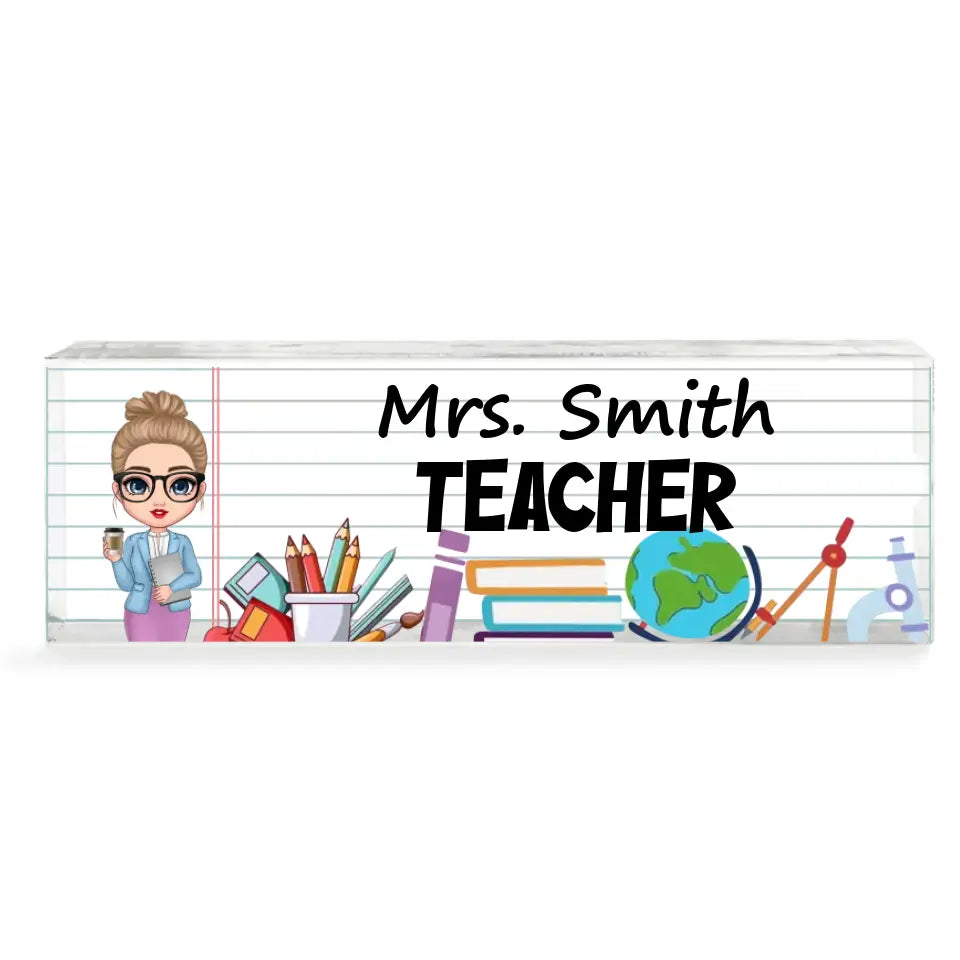 Personalized Teacher Desk Name Plate Acrylic Plaque Printed MTPTN2605