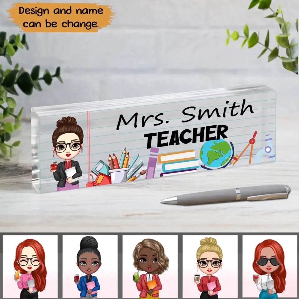 Personalized Teacher Desk Name Plate Acrylic Plaque Printed MTPTN2605