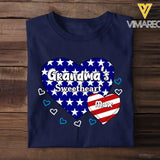 Personalized Happy 4th Of July Grandmas Sweetheart With Kids Names T-shirt Printed QTTB0206