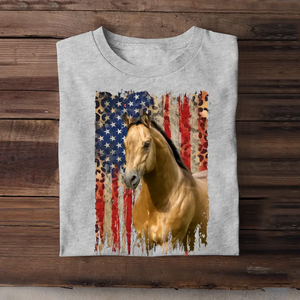 Personalized Upload Photo Horse Flag Leopard T-shirt Printed QTDT0606
