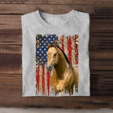 Personalized Upload Photo Horse Flag Leopard T-shirt Printed QTDT0606