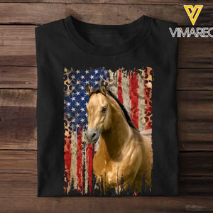 Personalized Upload Photo Horse Flag Leopard T-shirt Printed QTDT0606