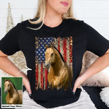 Personalized Upload Photo Horse Flag Leopard T-shirt Printed QTDT0606