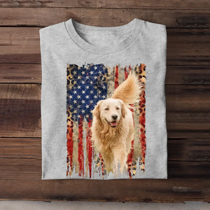 Personalized Upload Photo Dog Flag Leopard Dog Lovers T-shirt Printed QTDT0606