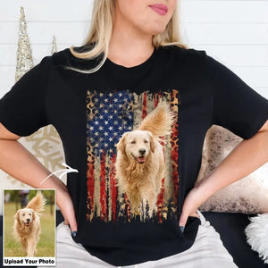 Personalized Upload Photo Dog Flag Leopard Dog Lovers T-shirt Printed QTDT0606