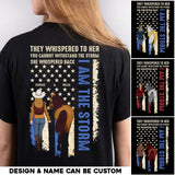 Personalized Flag Horse Girls They Whispered To her You Cannot Withstand The Storm She Whispered Back I Am The Storm HHHQ066