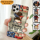 Personalized Grandma With Kids Flag Leopard Phone Case  Printed QTPN0606