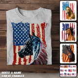 Personalized Upload Your Horse Photo Flag Background T-shirt Printed MTHDT0606