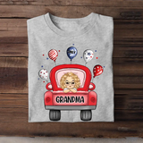 Personalized Red Car Grandma Balloons with Kid Names T-shirt Printed PNHQ0606