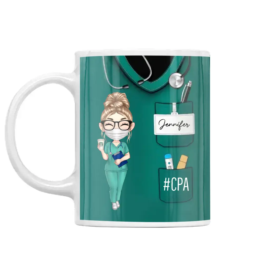 Personalized Nurse with Name Gift For Nurse White Mug Printed 23MAY-DT26