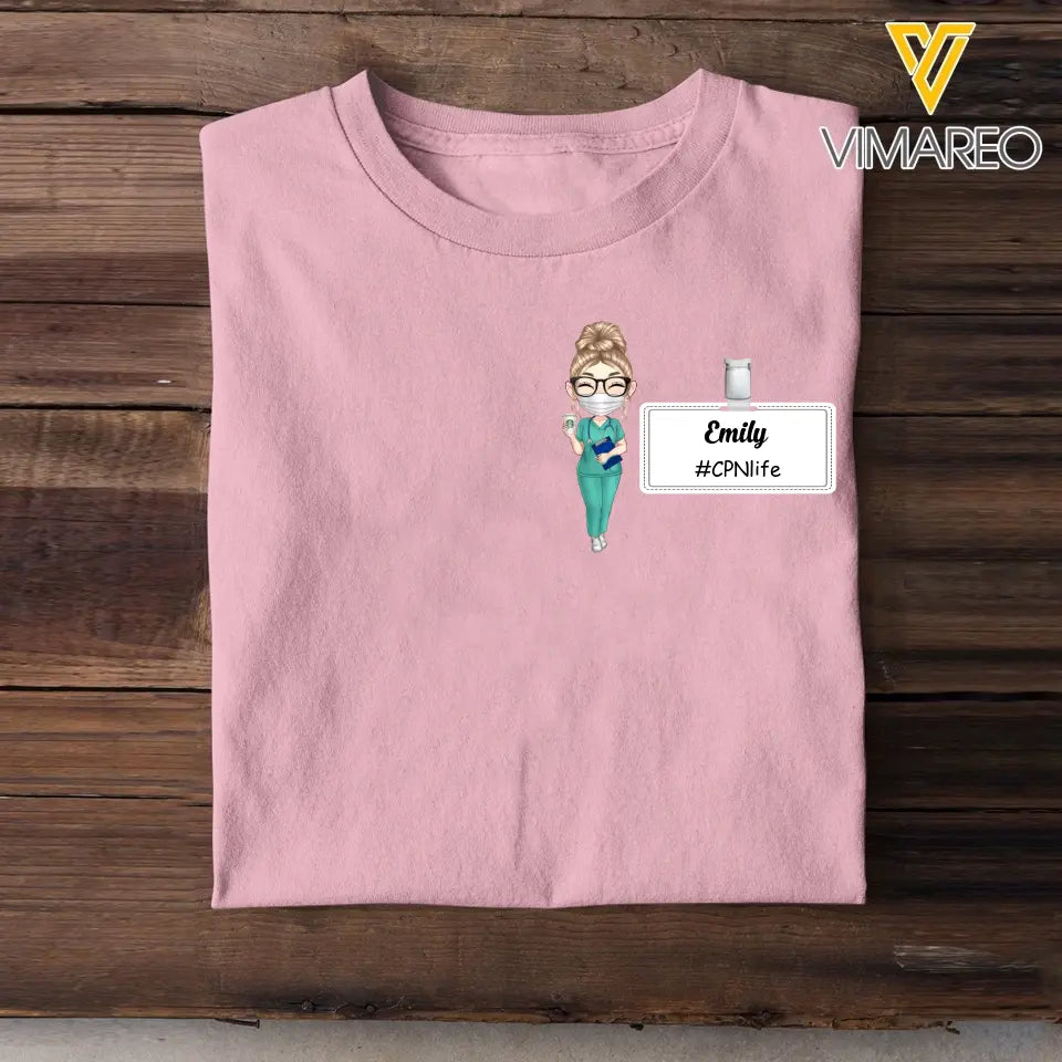 Personalized Nurse Chibi Works Badge With Name And Dept Tshirt