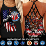 Personalized Nurse Logo US Flag Gift For Nurse Criss Cross Tank Printed HTHDT1306
