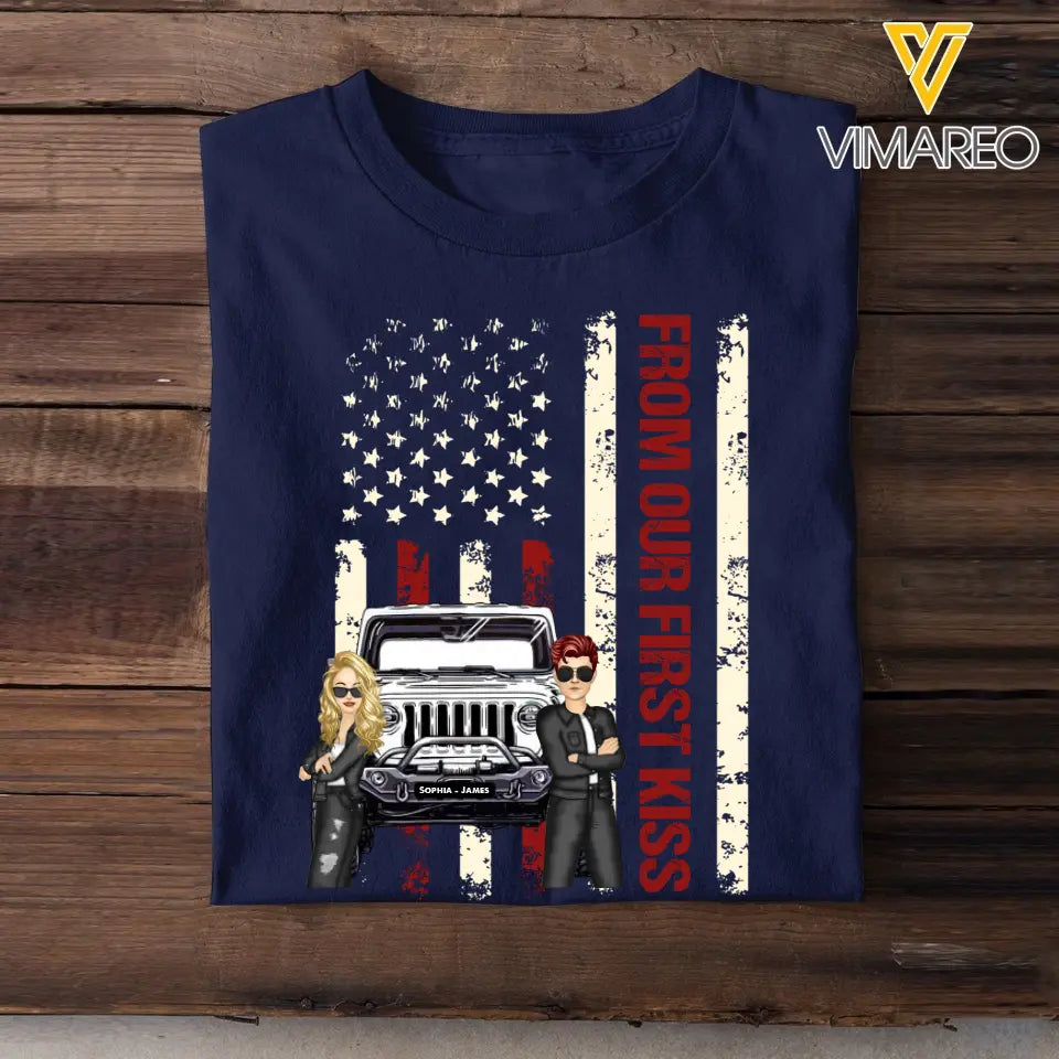 Personalized From Our First Kiss Couple Jeep T-shirt Printed QTBQT1306