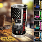 Personalized Jeep Flag Super Cool Girl Chibi Printed Tumbler For Jeep Owners