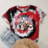 Personalzied Cat Mom Cat Names Cat Lovers Flag Motifs Tie Dye Color 3D TShirt Printed HTHDT1206