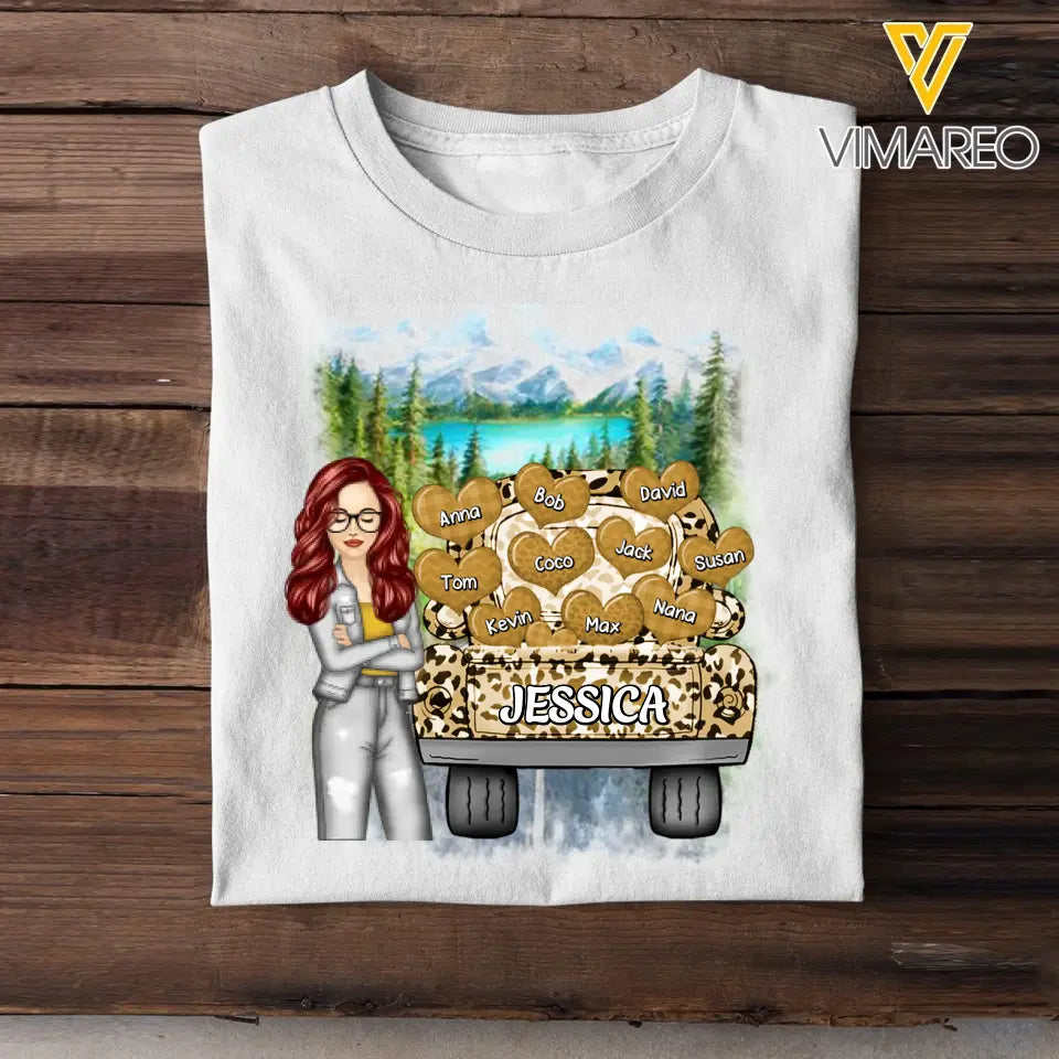 Personalized Girl & Jeep Hearts with Kid Names T-shirt Printed PNDT1406