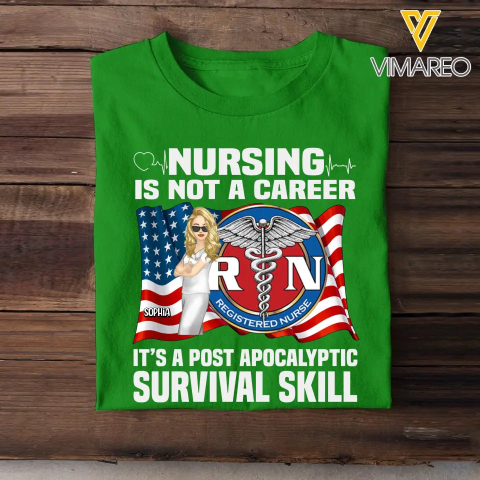 Personalized Nursing Is Not A Career Cool Nurse On Flag 2D Printed Tshirt