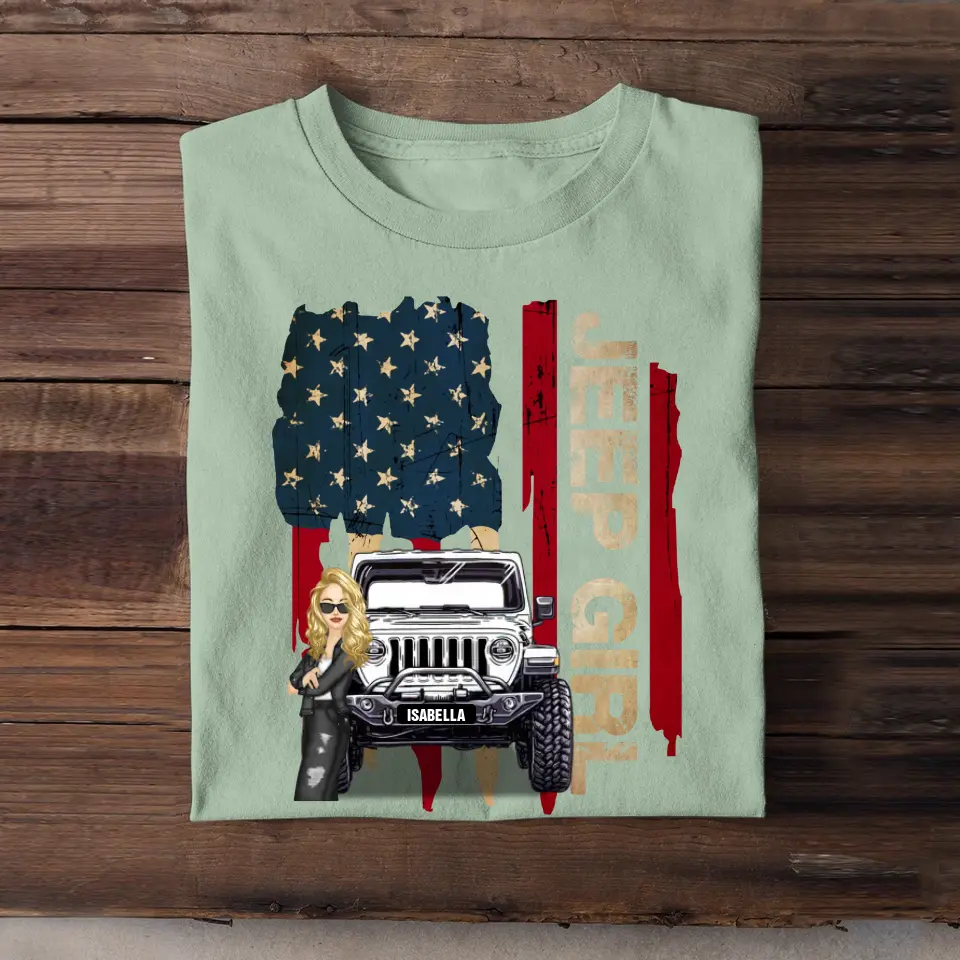 Personalized Jeep Girl Colorful Flag Tshirt Printed QTDT1906